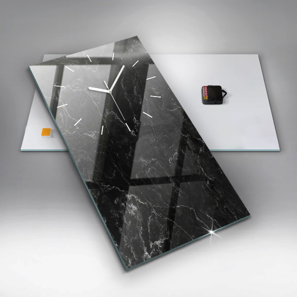 Ceas vertical de perete din sticlă Marmură neagră