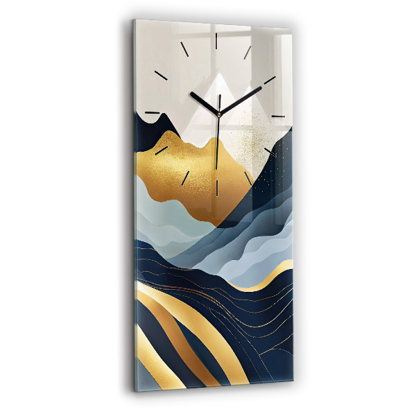 Ceas vertical de perete din sticlă Munți abstracti