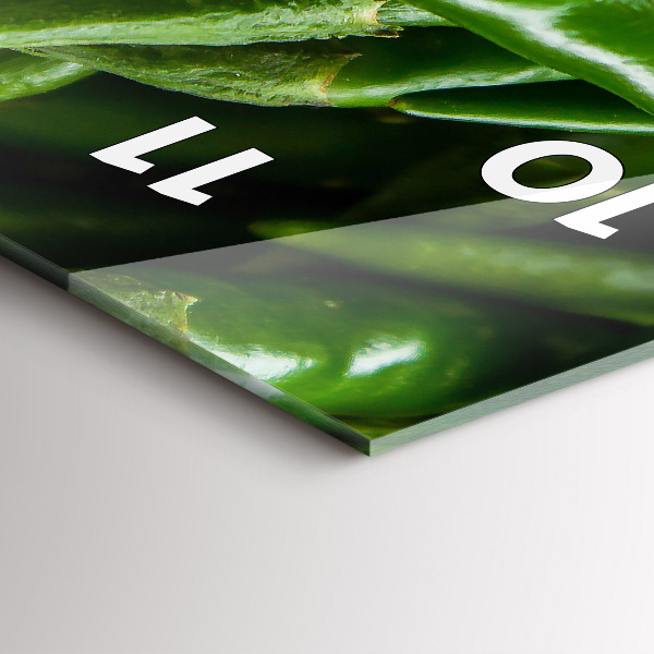 Ceas vertical de perete din sticlă Ardei verde