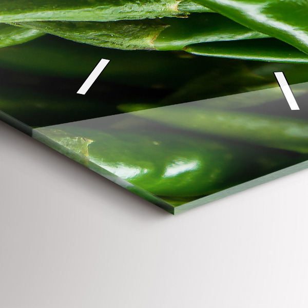 Ceas vertical de perete din sticlă Ardei verde