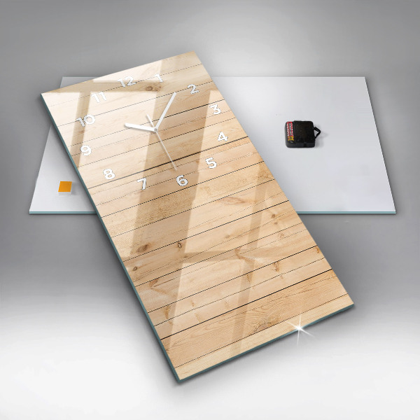 Ceas vertical de perete din sticlă Scânduri de lemn