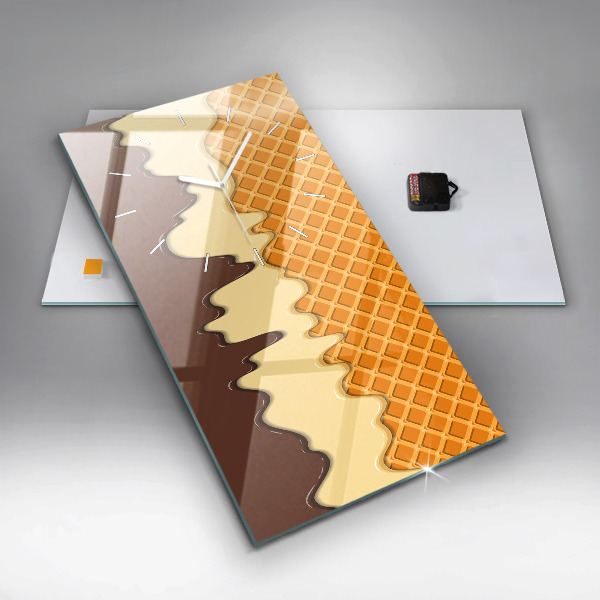 Ceas vertical de perete din sticlă Vafe si inghetata