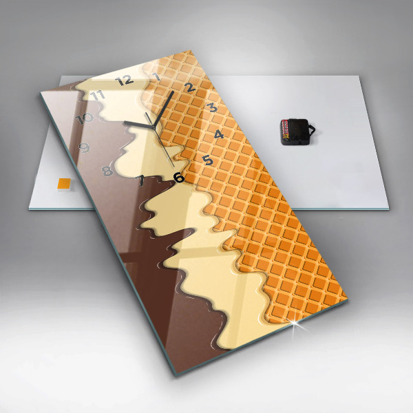 Ceas vertical de perete din sticlă Vafe si inghetata