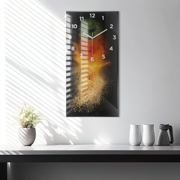 Ceas vertical de perete din sticlă Condimentele vărsate