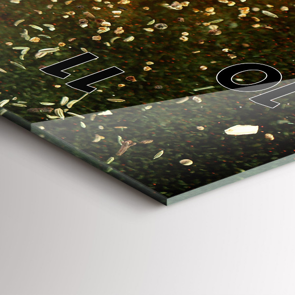 Ceas vertical de perete din sticlă Abstracția din condimente