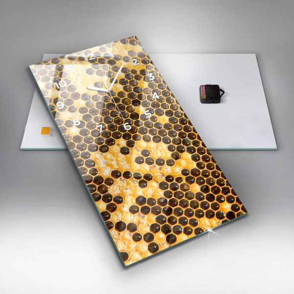 Ceas vertical de perete din sticlă Fagure de miere