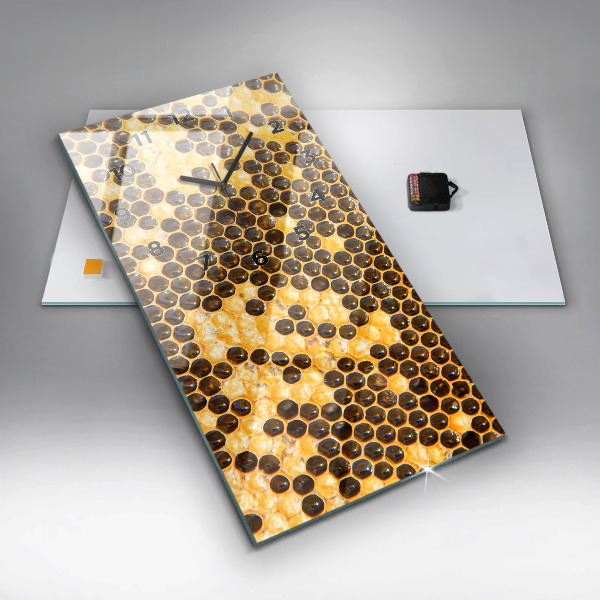 Ceas vertical de perete din sticlă Fagure de miere