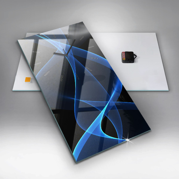 Ceas vertical de perete din sticlă Linii albastre