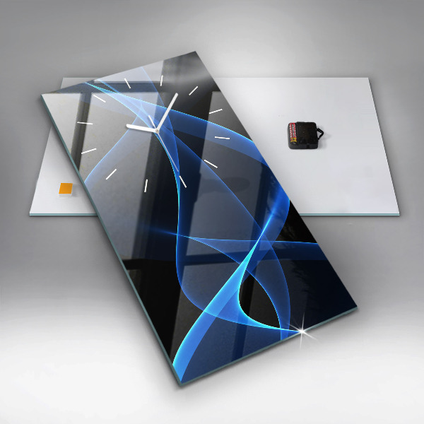 Ceas vertical de perete din sticlă Linii albastre