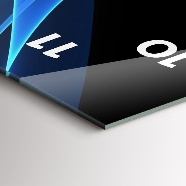 Ceas vertical de perete din sticlă Linii albastre