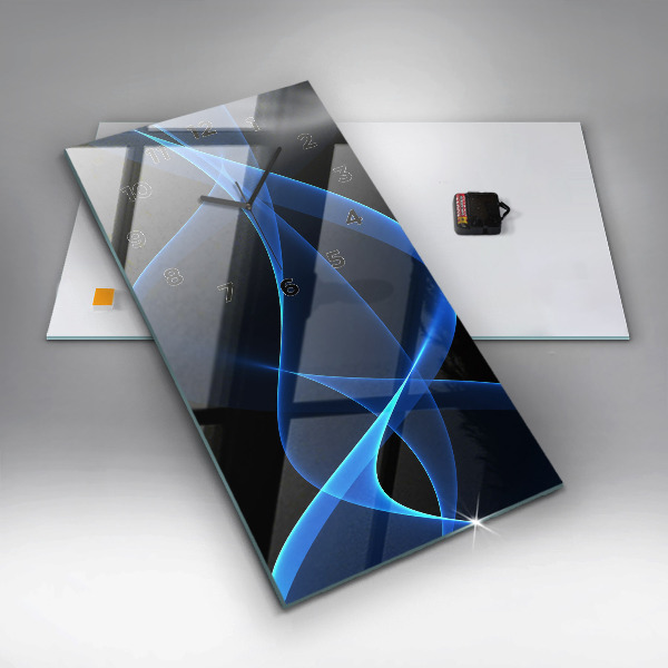 Ceas vertical de perete din sticlă Linii albastre