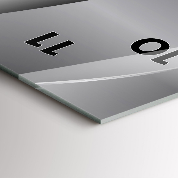 Ceas vertical de perete din sticlă Abstracția argintului