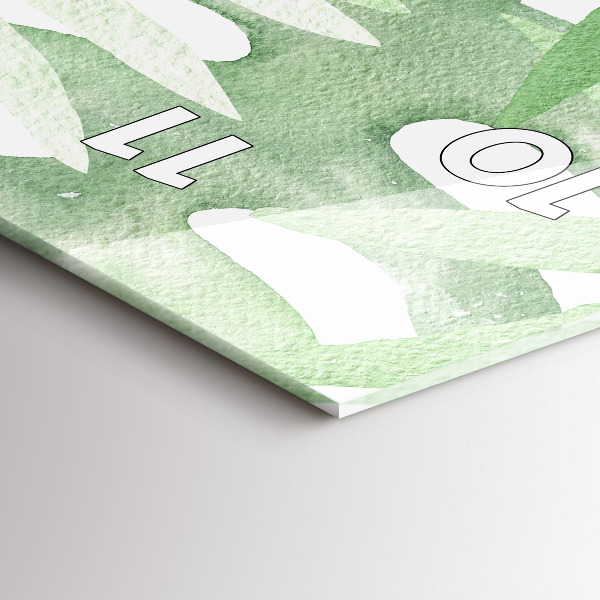 Ceas vertical de perete din sticlă Frunze verzi