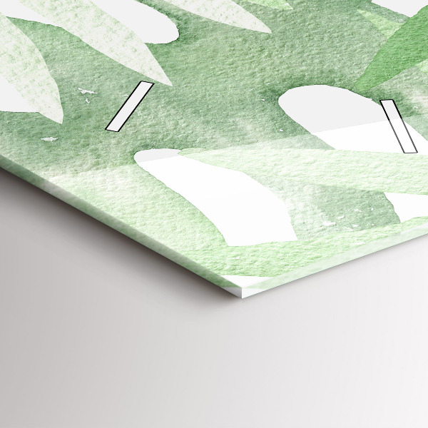 Ceas vertical de perete din sticlă Frunze verzi