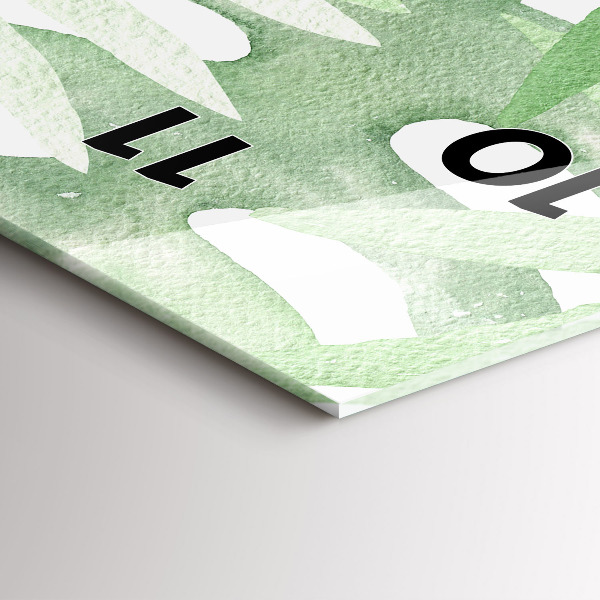 Ceas vertical de perete din sticlă Frunze verzi