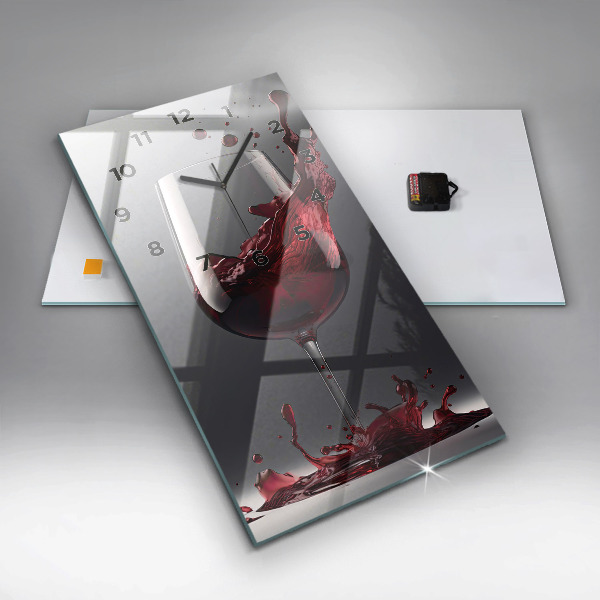 Ceas vertical de perete din sticlă Un pahar de vin roșu