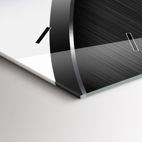 Ceas vertical de perete din sticlă Linii negre și argintii