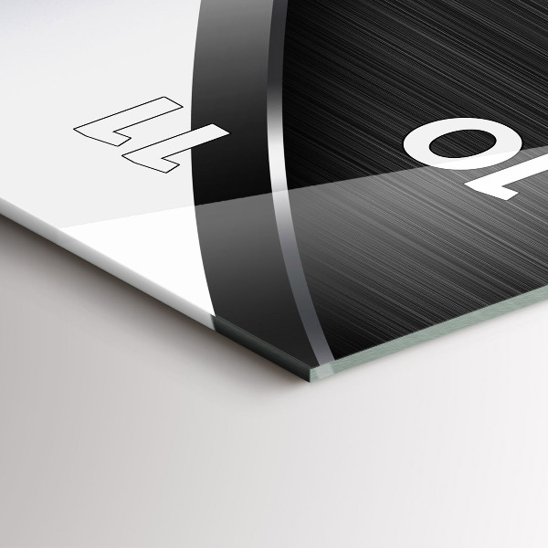 Ceas vertical de perete din sticlă Linii negre și argintii