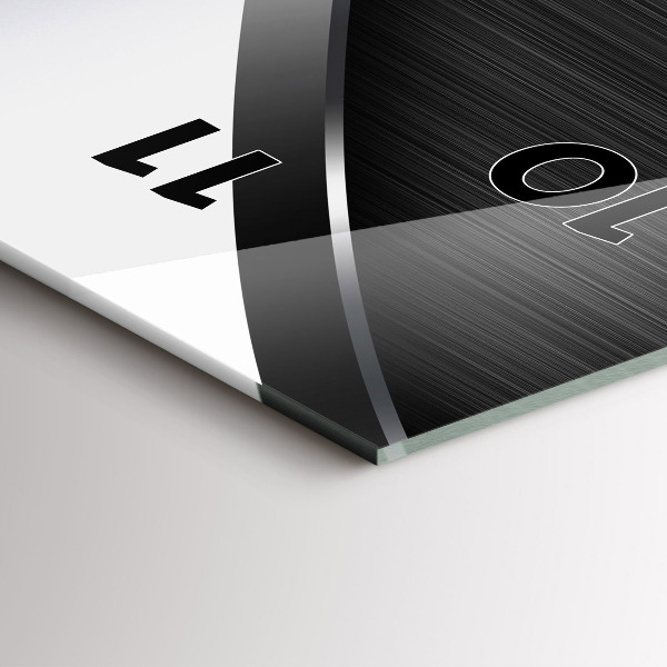 Ceas vertical de perete din sticlă Linii negre și argintii