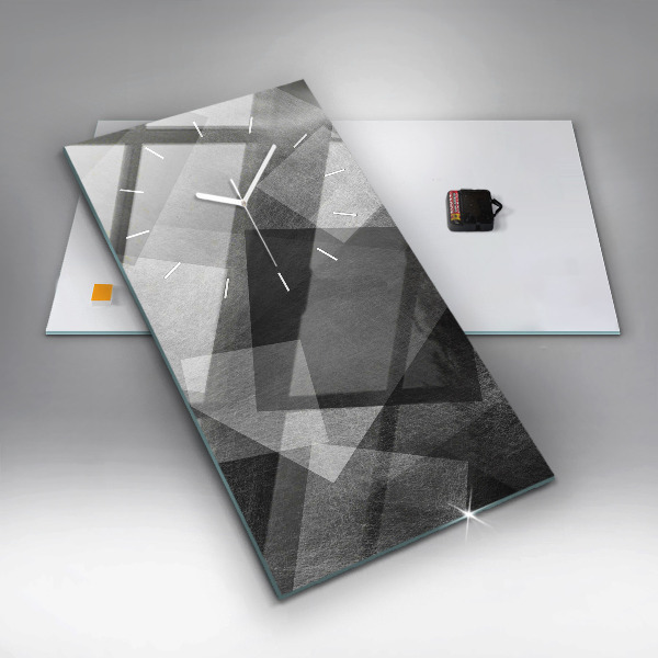 Ceas vertical de perete din sticlă Abstracția geometrică