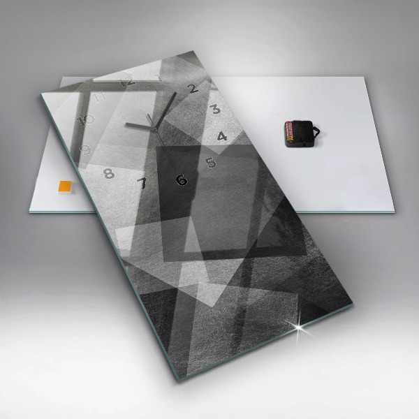 Ceas vertical de perete din sticlă Abstracția geometrică