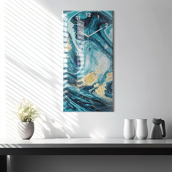 Ceas vertical de perete din sticlă Marmură abstractă