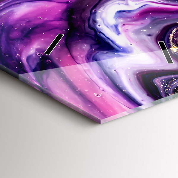 Ceas vertical de perete din sticlă Abstracția din marmură