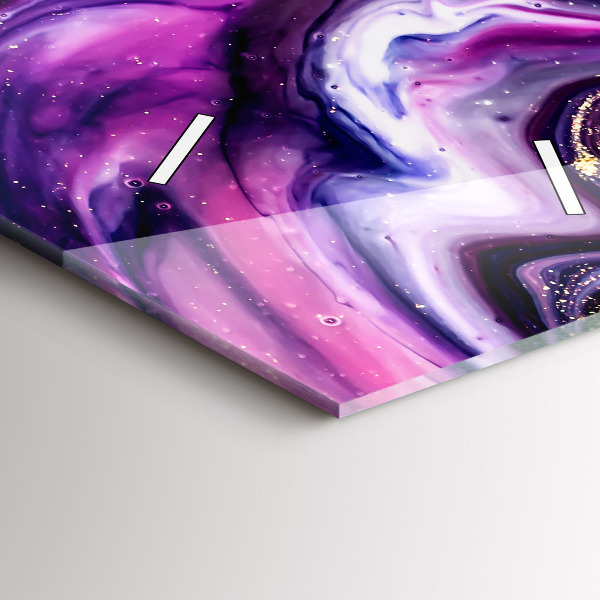 Ceas vertical de perete din sticlă Abstracția din marmură