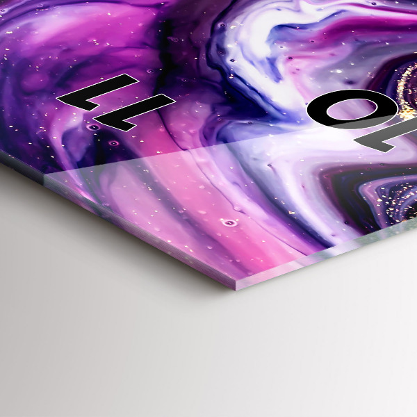 Ceas vertical de perete din sticlă Abstracția din marmură