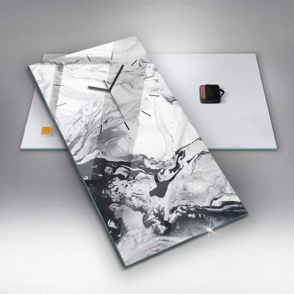 Ceas vertical de perete din sticlă Marmură cu cerneală abstractă