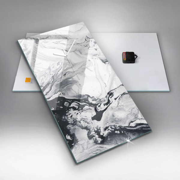 Ceas vertical de perete din sticlă Marmură cu cerneală abstractă