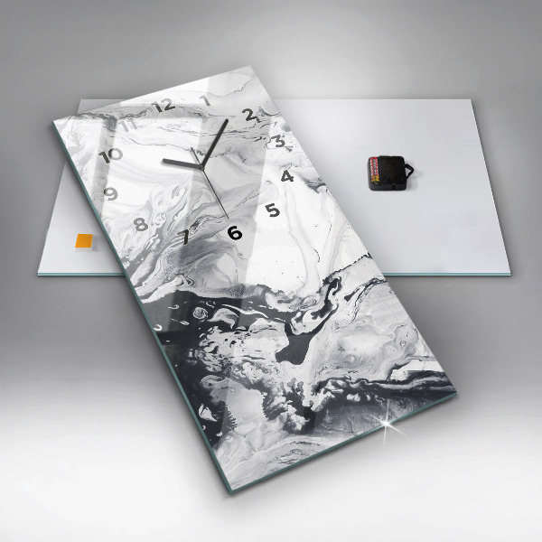 Ceas vertical de perete din sticlă Marmură cu cerneală abstractă