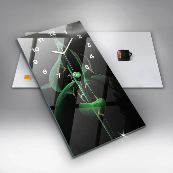 Ceas vertical de perete din sticlă Abstracția verde