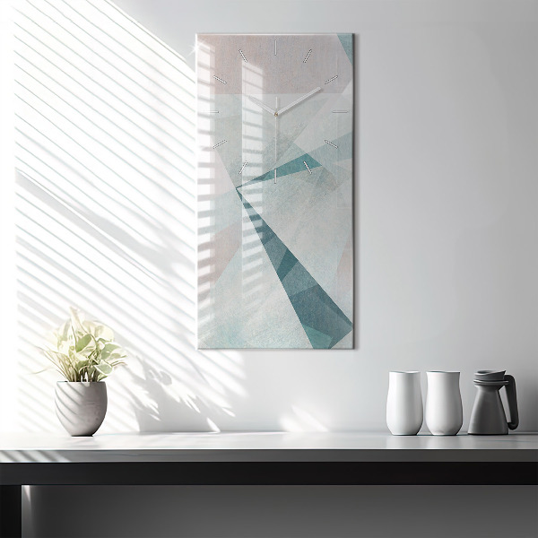 Ceas vertical de perete din sticlă Textura abstractă triunghiuri