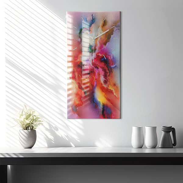 Ceas vertical de perete din sticlă Vopsele vărsate