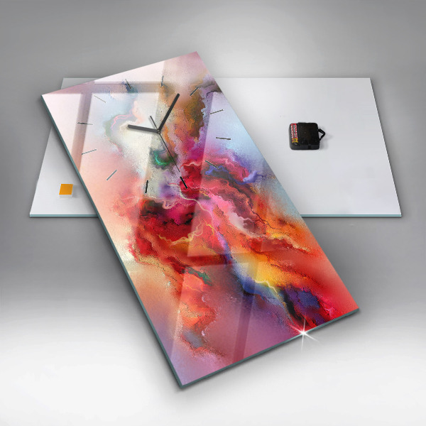 Ceas vertical de perete din sticlă Vopsele vărsate