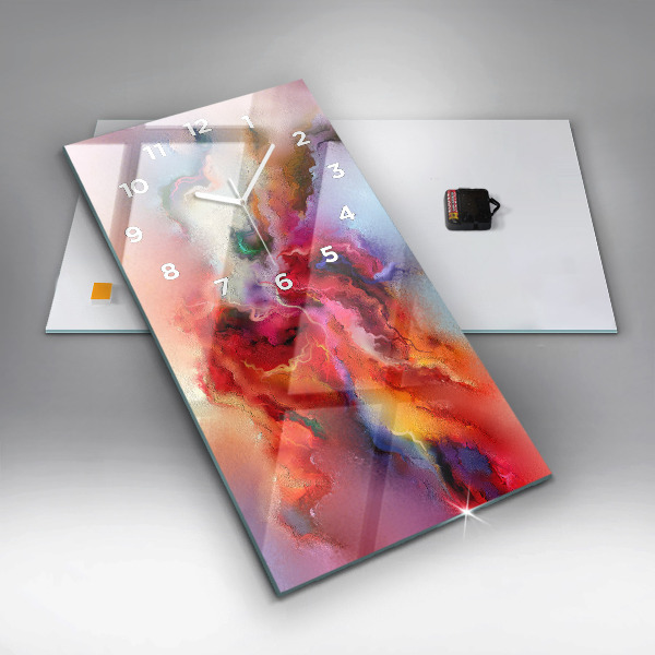 Ceas vertical de perete din sticlă Vopsele vărsate