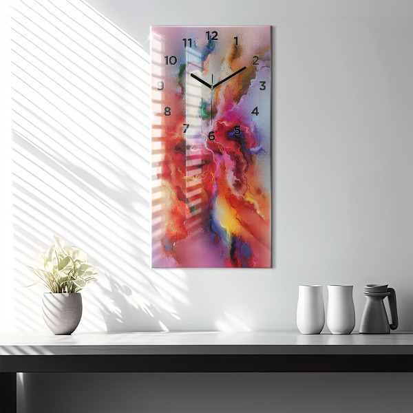 Ceas vertical de perete din sticlă Vopsele vărsate