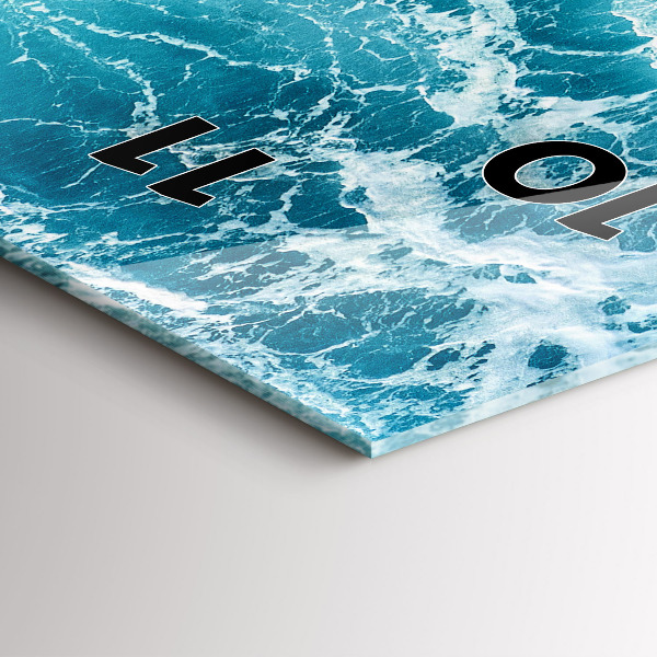 Ceas vertical de perete din sticlă Valurile oceanului