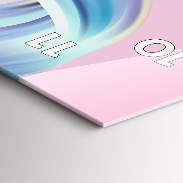 Ceas vertical de perete din sticlă Abstracția valului pastel