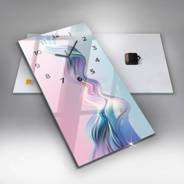 Ceas vertical de perete din sticlă Abstracția valului pastel