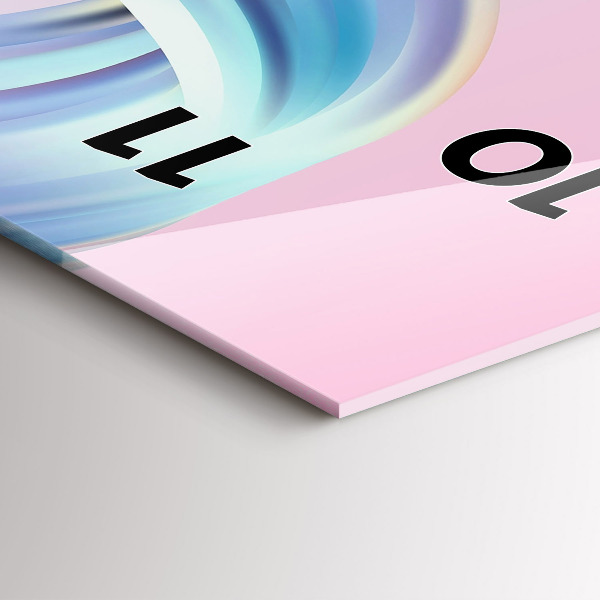 Ceas vertical de perete din sticlă Abstracția valului pastel