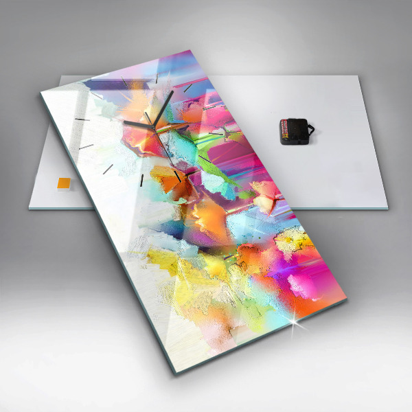 Ceas vertical de perete din sticlă Flori abstracte