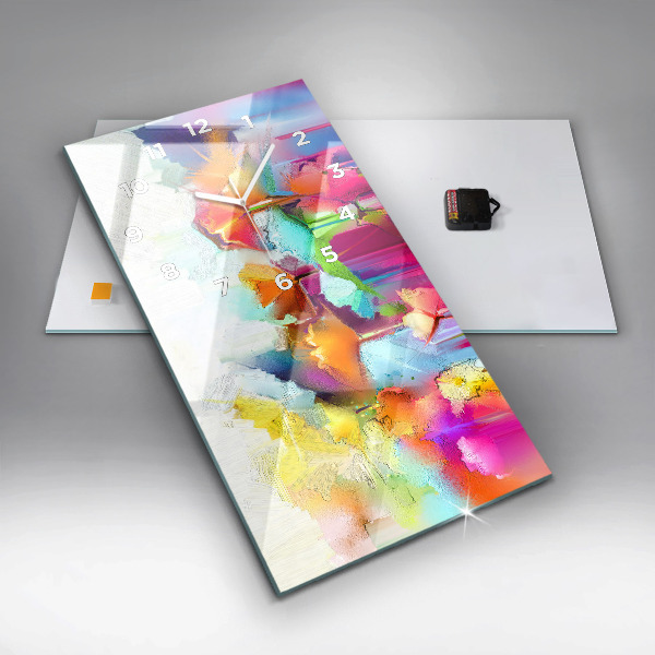 Ceas vertical de perete din sticlă Flori abstracte