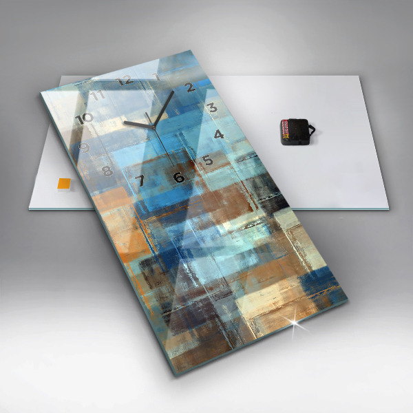Ceas vertical de perete din sticlă Fundal colorat – abstracție