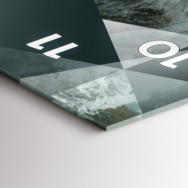 Ceas vertical de perete din sticlă Valuri abstracte ale mării