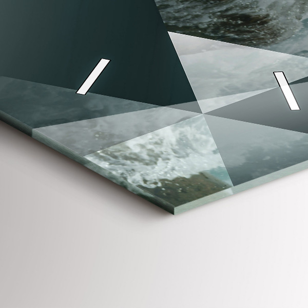 Ceas vertical de perete din sticlă Valuri abstracte ale mării