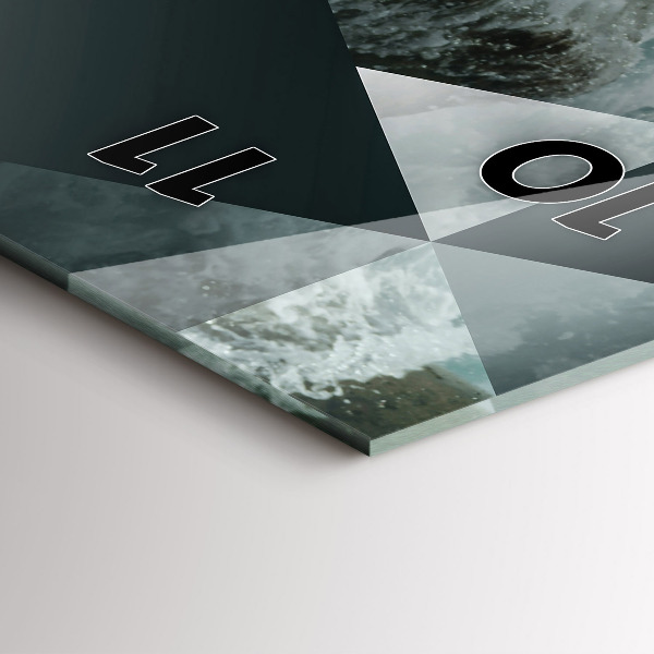 Ceas vertical de perete din sticlă Valuri abstracte ale mării