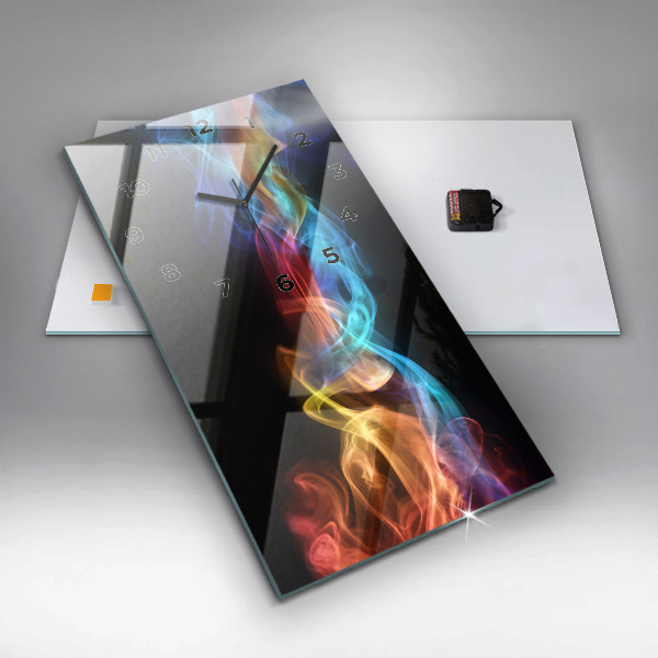 Ceas vertical de perete din sticlă Linii colorate abstracte