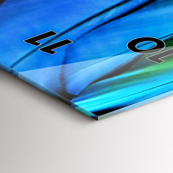 Ceas vertical de perete din sticlă Aripi de pasăre colorate